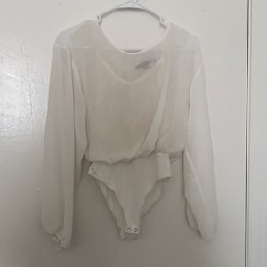 White Sheer Bodysuit with Lace